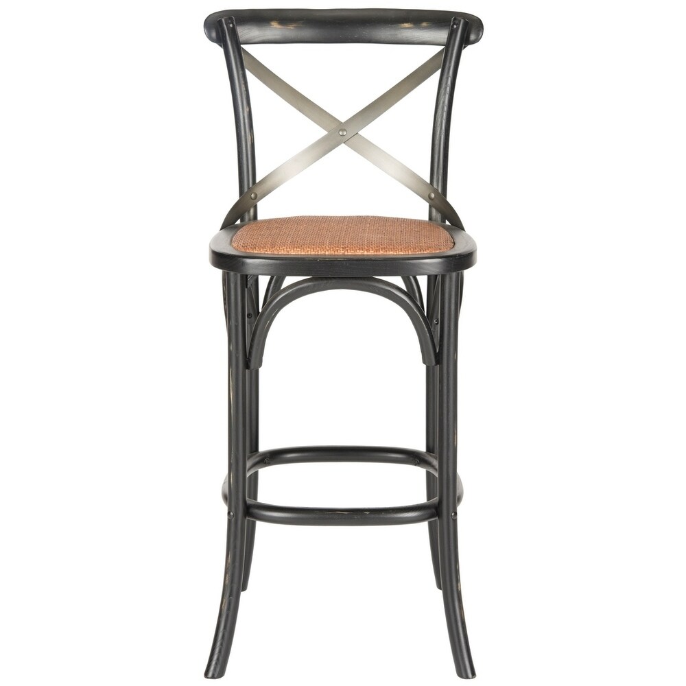 SAFAVIEH 30 inch Eleanor X Back Black Bar Stool