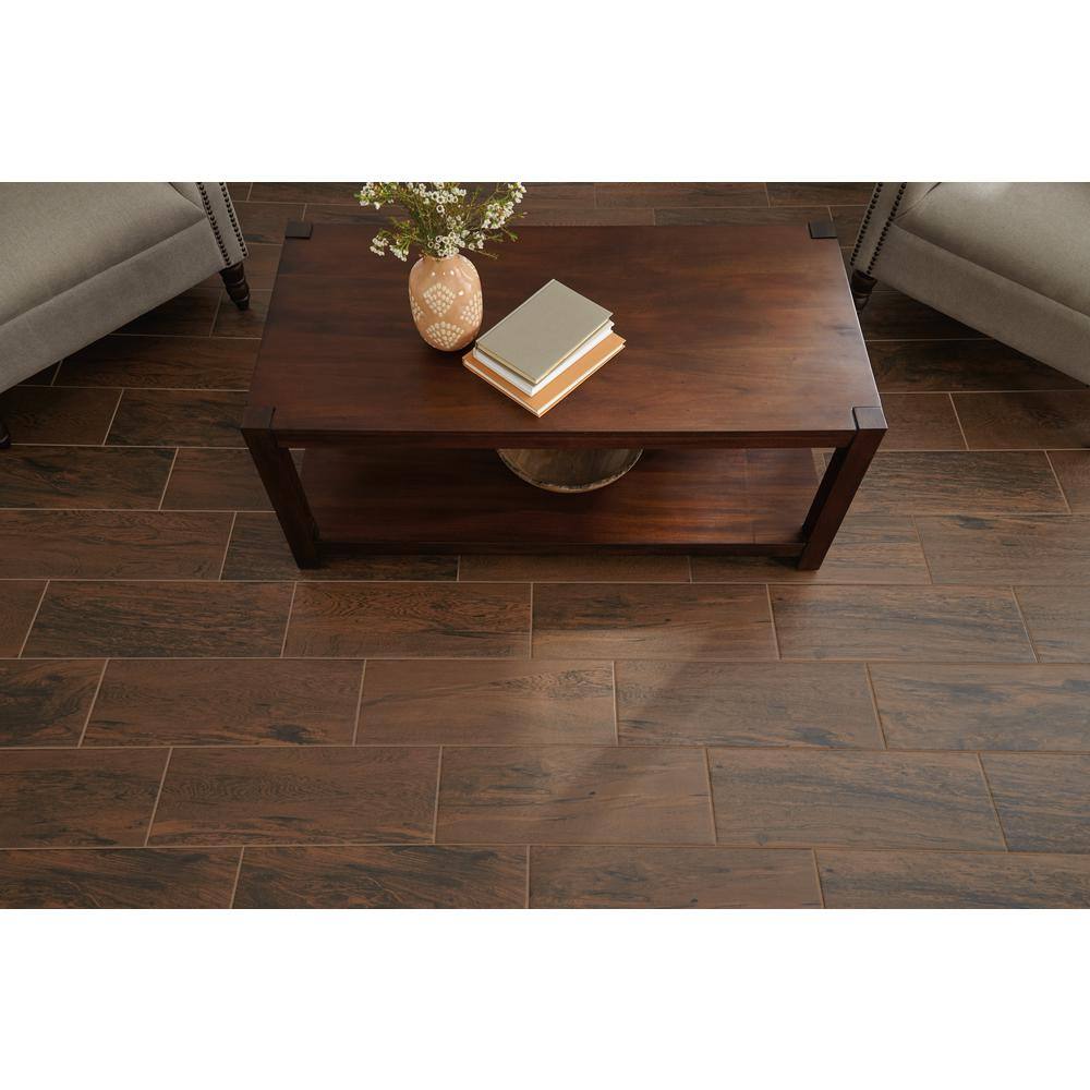 TrafficMaster Glenwood Cherry 7 in. x 20 in. Ceramic Floor and Wall Tile (10.89 sq. ft.  case) GW08720HD1P2