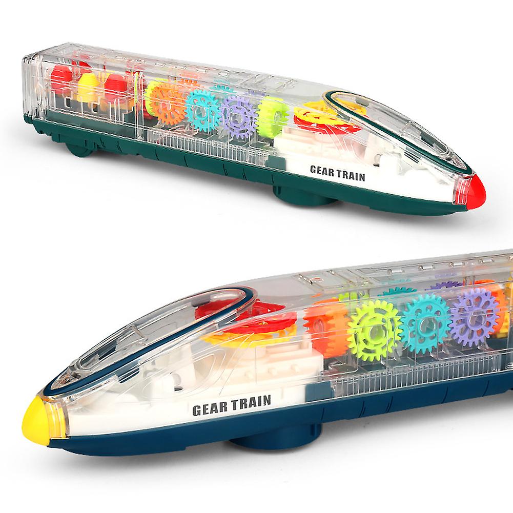 Transparent Gear High Speed Rail Toy Electric Music Lights Train Boys Girls Model Toy