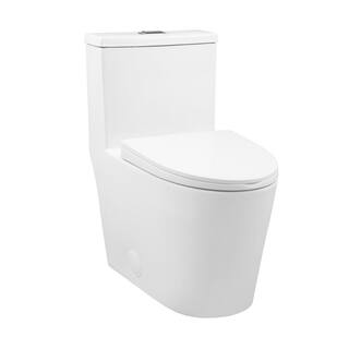 Swiss Madison Dreux 1-piece 0.951.26 GPF Dual Flush Elongated Toilet in Glossy White Seat Included SM-1T181