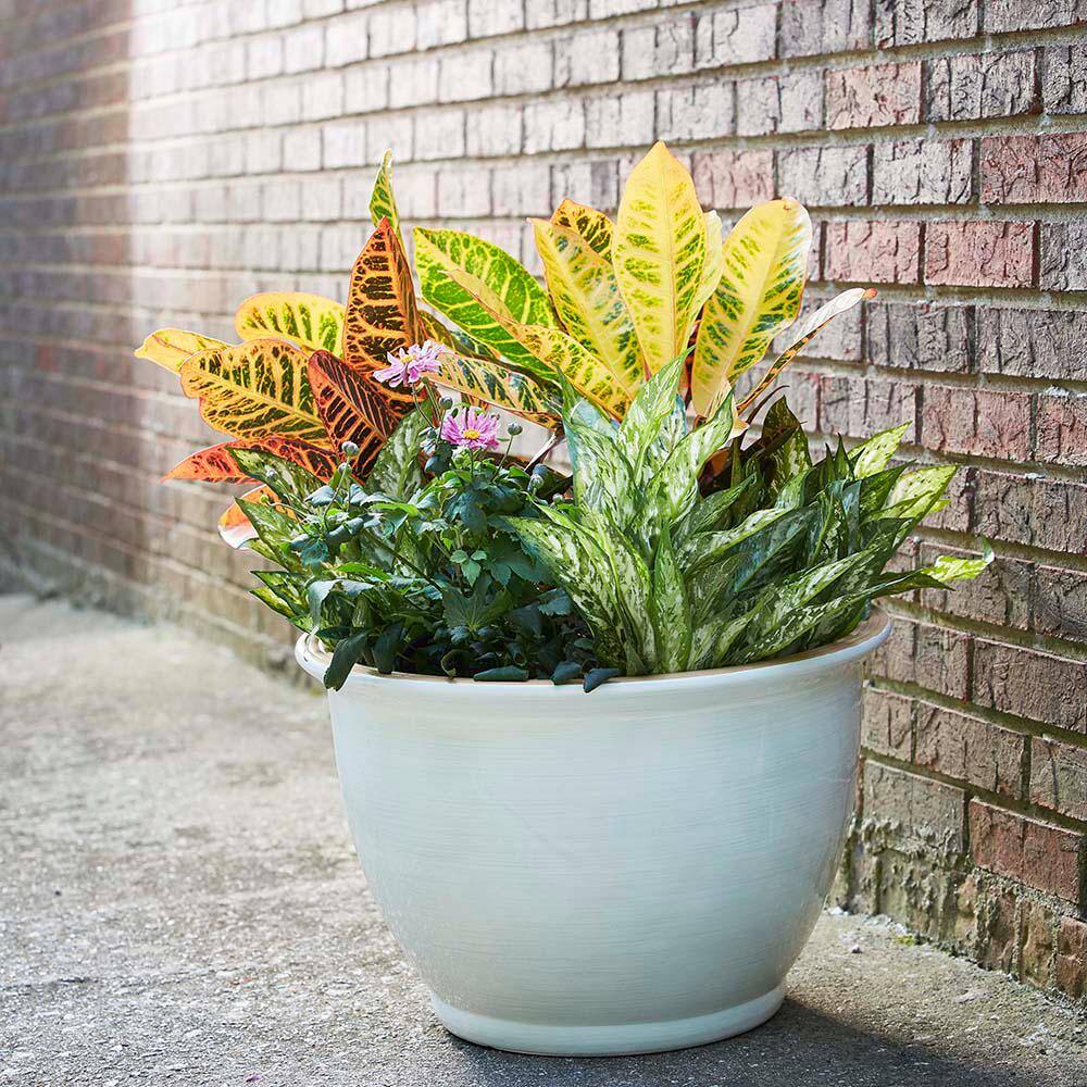 Vigoro 18.8 in. Giselle Large Chalk Resin Composite Planter (18.8 in. D x 12.4 in. H) With Drainage Hole CMX-057710