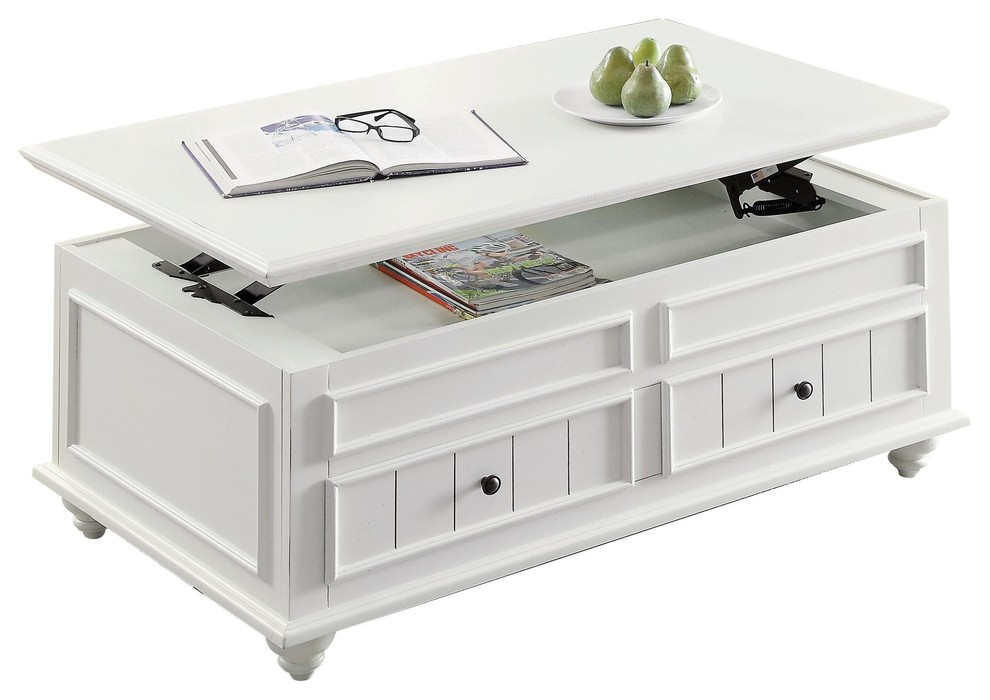 Natesa Coffee Table With Lift Top  White Washed   Traditional   Coffee Tables   by Acme Furniture  Houzz