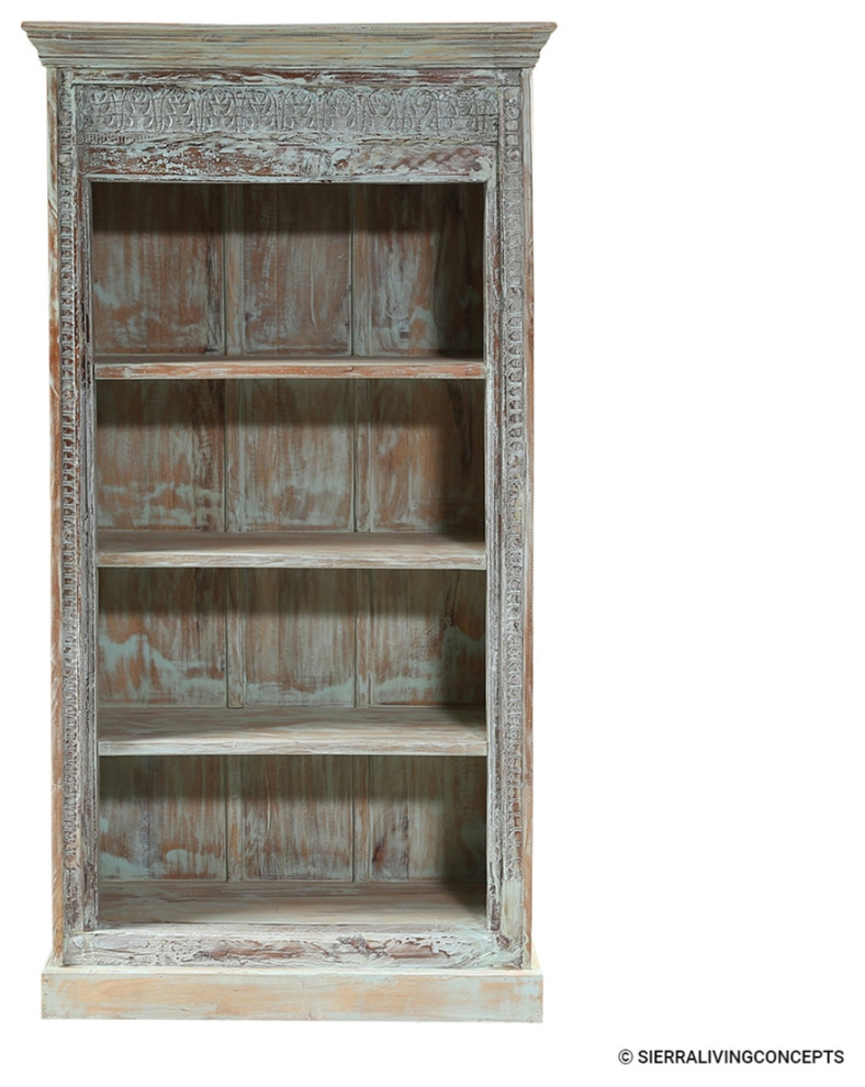 Rustic Distressed Solid Wood Antique 4 Tier Bookcase   French Country   Bookcases   by Sierra Living Concepts Inc  Houzz