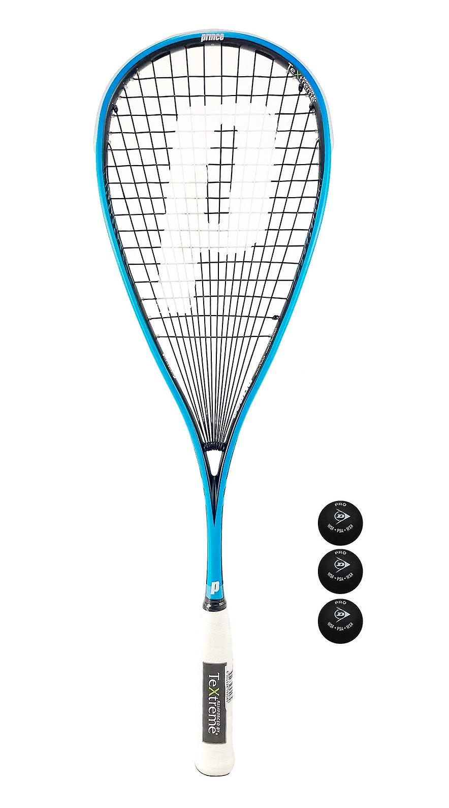 Prince pro phantom 950 textreme squash racket + 3 dunlop pro squash balls