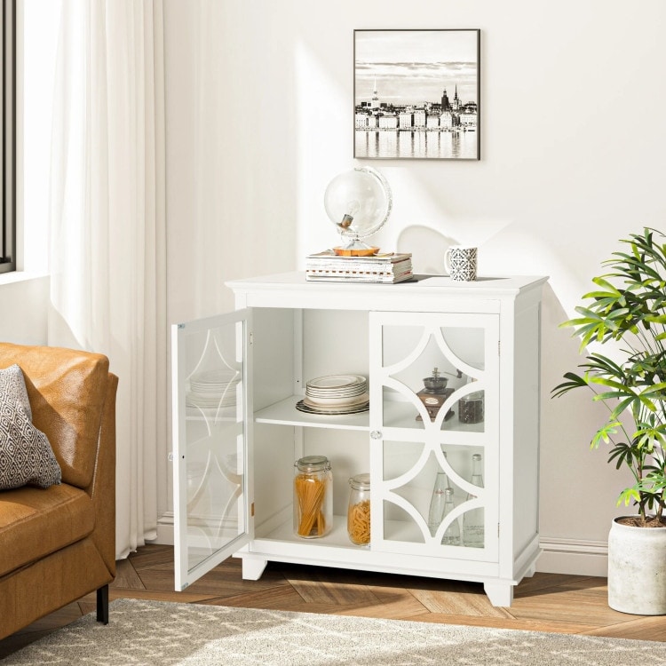 Kitchen Buffet Sideboard with Glass Doors and Adjustable Shelf   36\