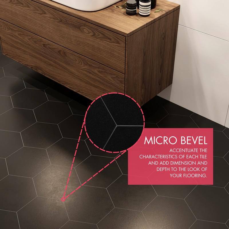 Lucida Surfaces BaseCore HEX Black 12 MIL x 5.75 in. W Waterproof Peel and Stick Vinyl Plank Flooring (21.5sqftcase) BC-933H