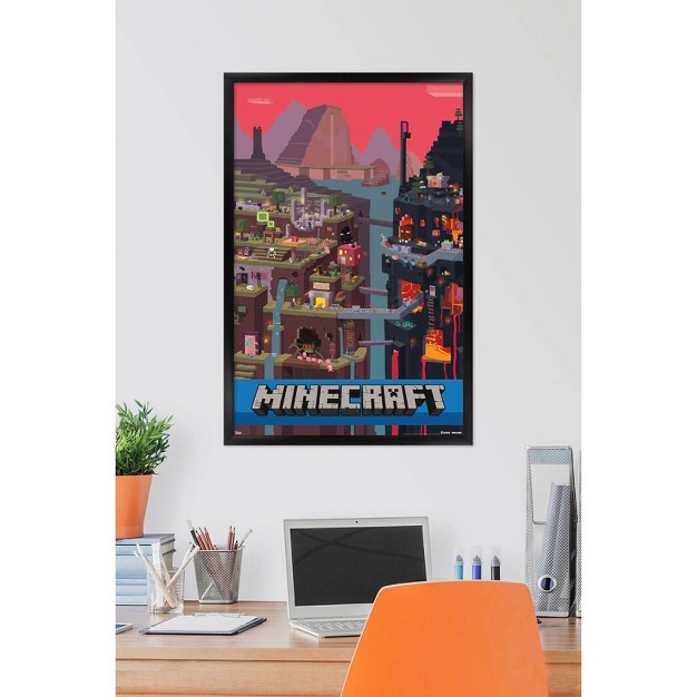 Minecraft Cube Framed Poster Trends International