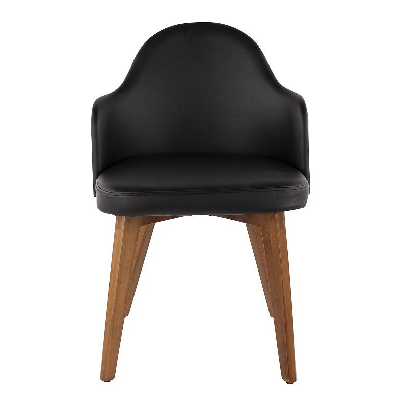 30 Black Faux Leather Ahoy Mid-Century Chair in Walnut