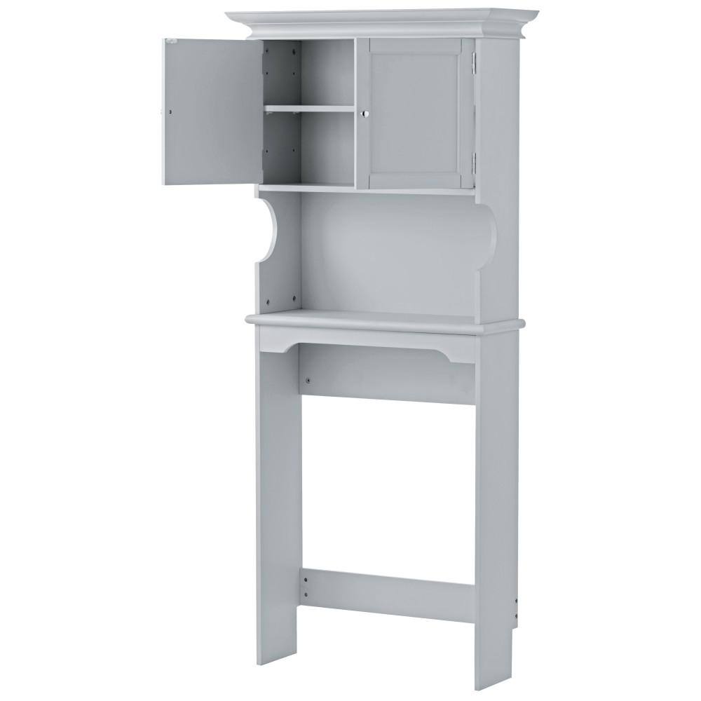 Home Decorators Collection Hampton Harbor 30 in. W x 66.5 in. H x 10.5 in. D Gray Over-the-Toilet Storage BF-21015-DG