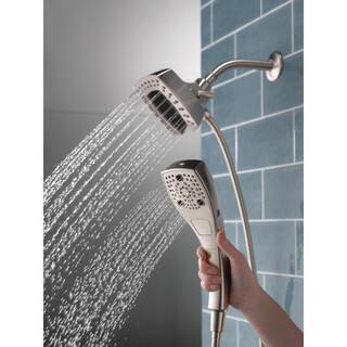 Delta In2ition 5-Spray Patterns 1.75 GPM 5.75 in. Wall Mount Dual Shower Heads in Lumicoat Stainless 58474-SS-PR