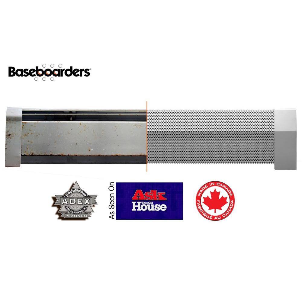 Baseboarders Premium Series 6 ft. Galvanized Steel Easy Slip-On Baseboard Heater Cover in White BB001-72