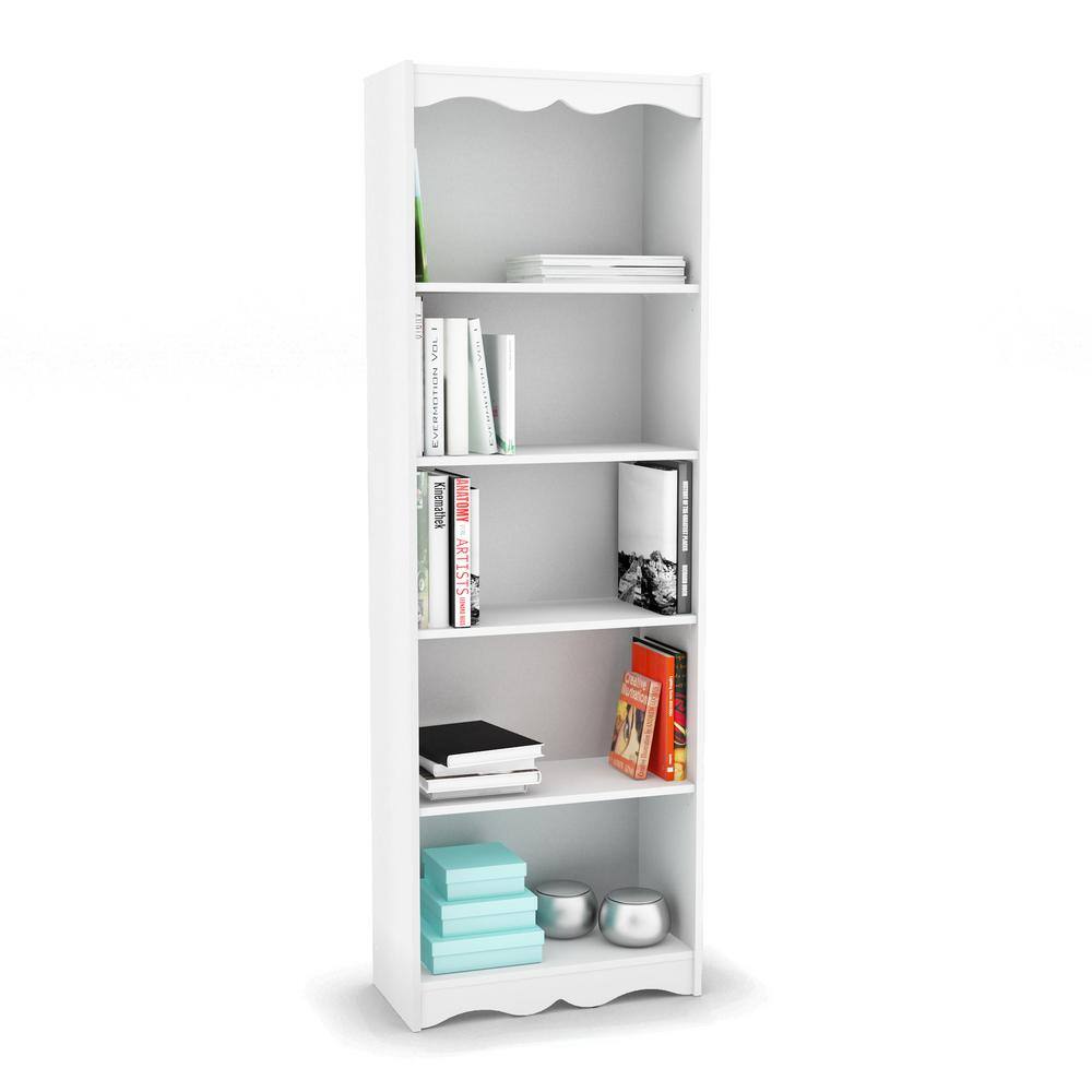 CorLiving Hawthorn 72 in. Frost White Wood 5-shelf Standard Bookcase with Adjustable Shelves LHN-712-S