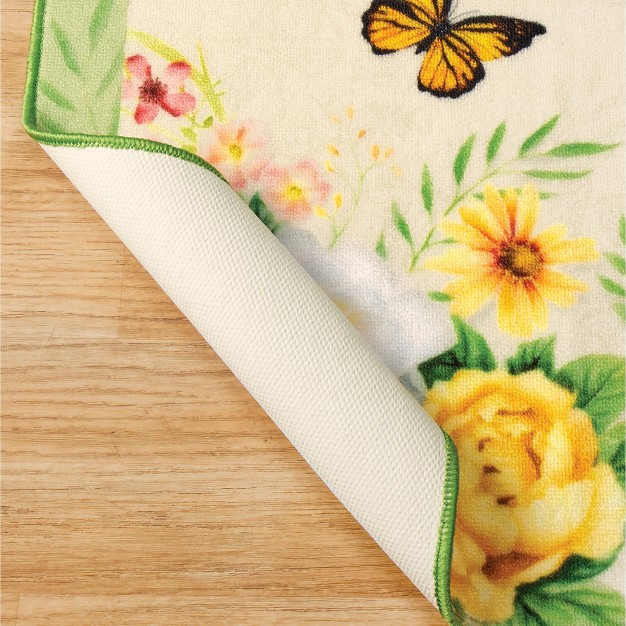 Collections Etc Beautiful Butterfly And Colorful Floral Accent Rug