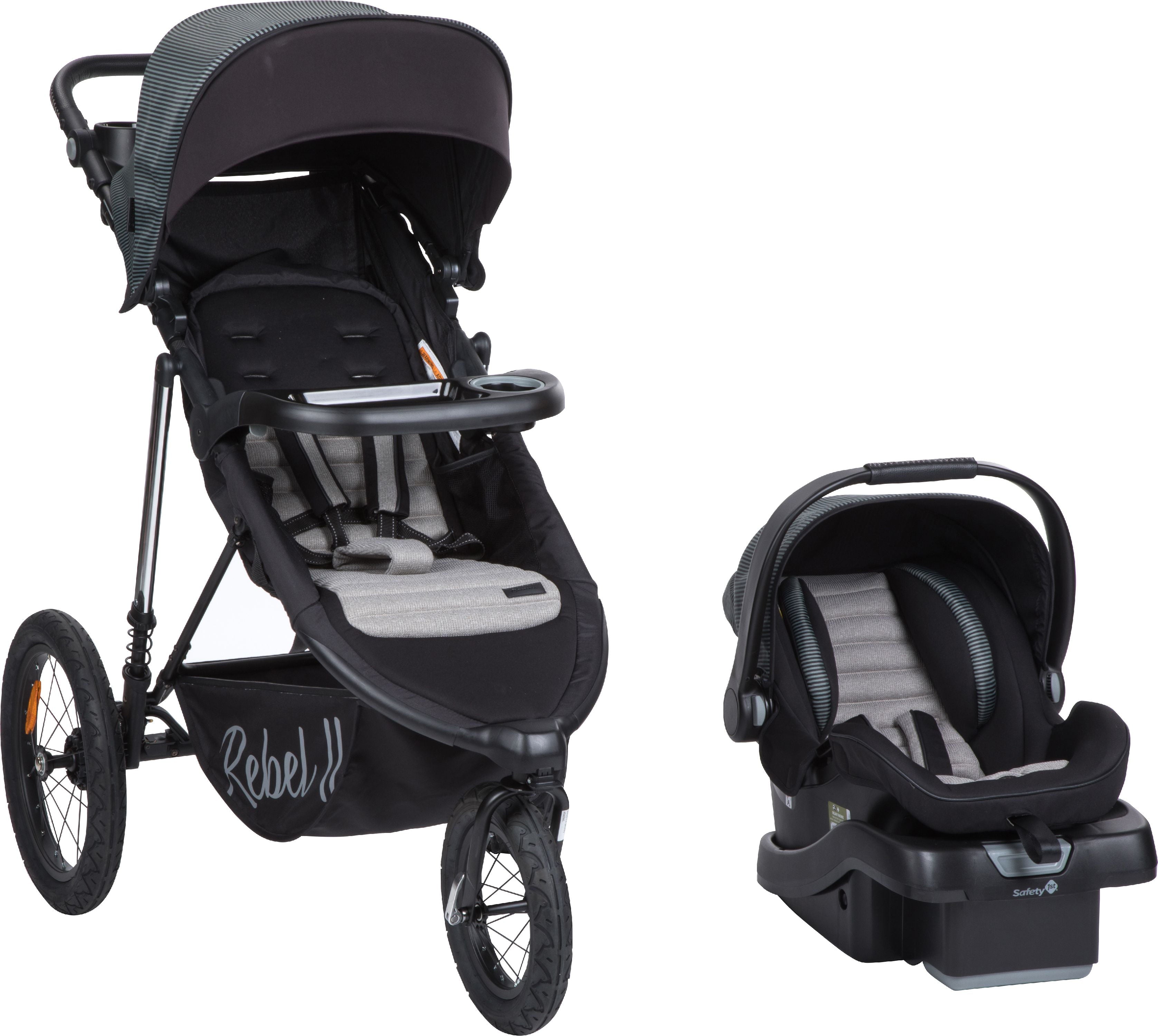 Monbebe Rebel II Travel System, Gray and Black Pinstripe