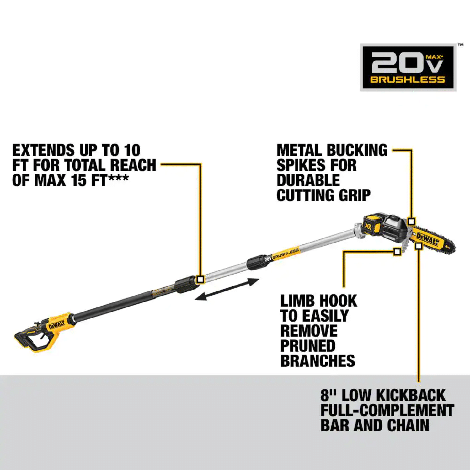 Dewalt DCPS620B 8 in. 20V Max Cordless Pole Saw (Tool Only)