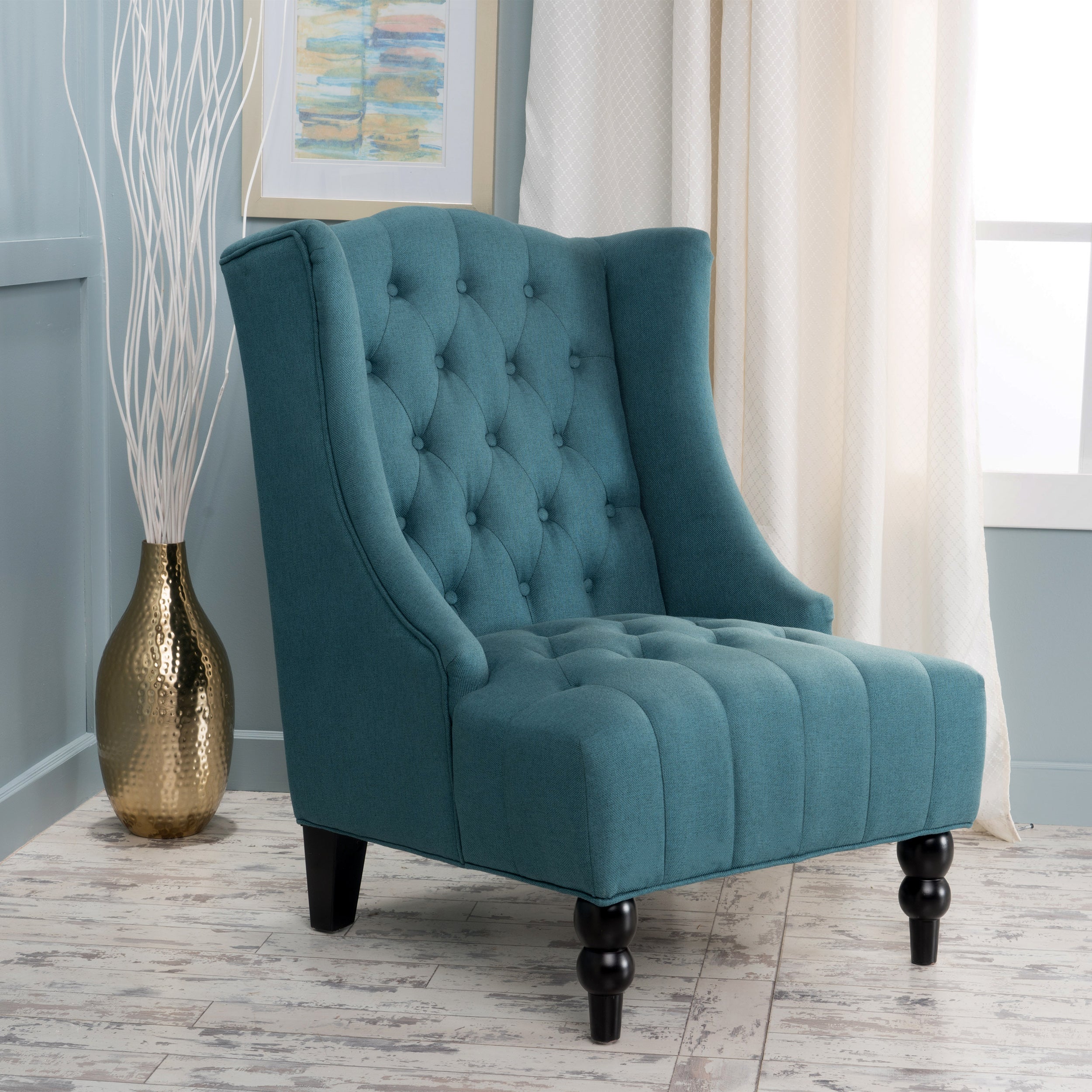 Clarice Fabric High Back Wingback  Accent Chair