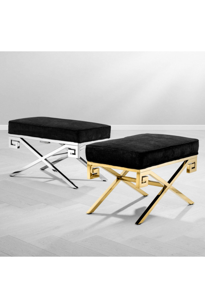 Black Velvet Modern Stool  Eichholtz Okura   Contemporary   Footstools And Ottomans   by Oroa   Distinctive Furniture  Houzz