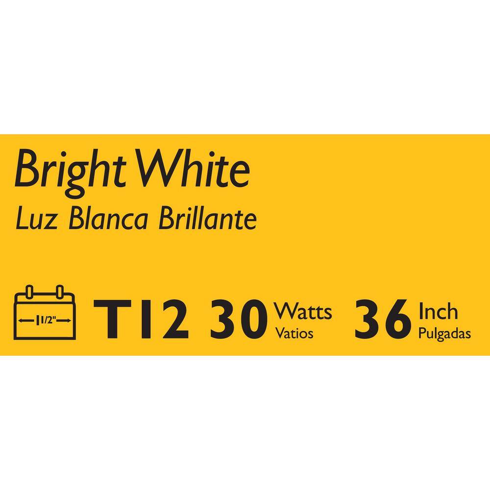 Philips 30-Watt 3 ft. Linear T12 Fluorescent Tube Light Bulb Bright White (3000K) (12-Pack) 543447