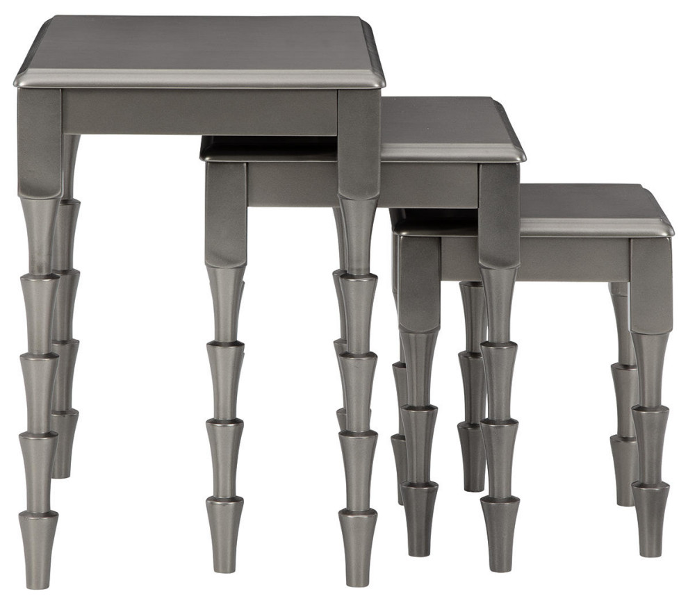 Larkendale Metallic Gray Accent Table  3 Piece Set   Transitional   Coffee Table Sets   by Ashley Furniture Industries  Houzz