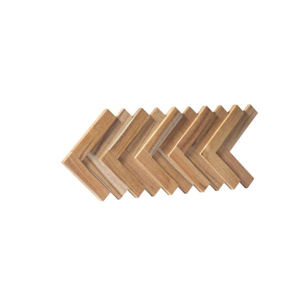 WALL!SUPPLY 0.59 in. x 7.09 in. x 14.76 in. UltraWood Teak Herringbone Jointless Wall Paneling (16-Pack) 22760130