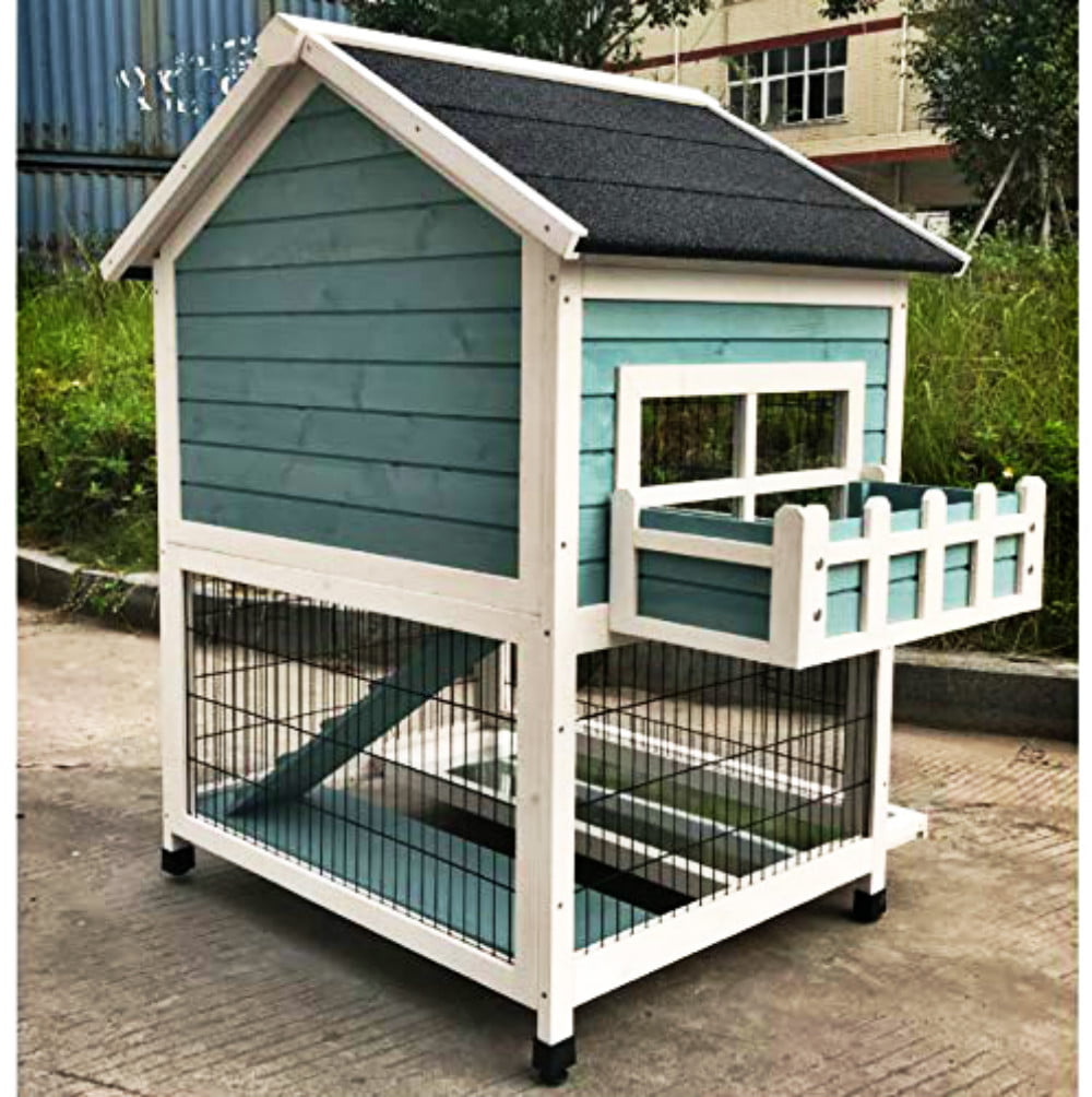 Garden Window Wooden Rabbit Hutch Bunny Cage Guinea Pig House Ferret Chinchilla Small Animal Habitat