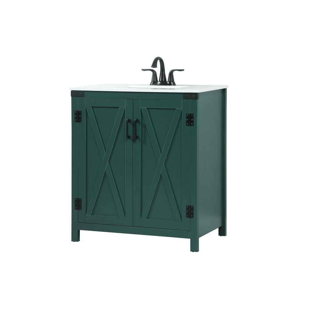 Timeless Home 19 in. W x 30 in. D x 34 in. H Bath Vanity in Green with Ivory White Quartz Top TH180460MGN