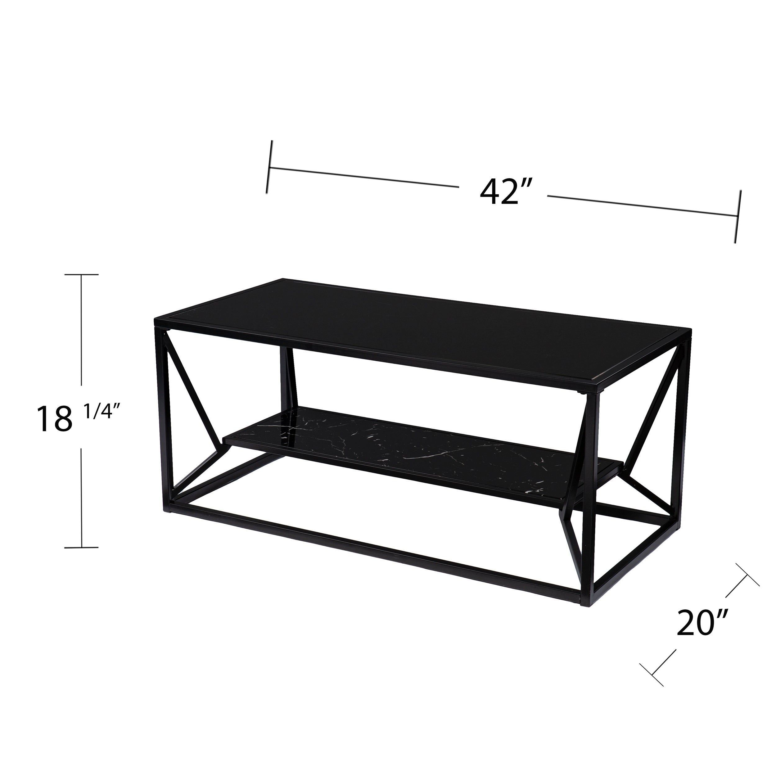 Southern Enterprises Argalla Modern Faux Marble Rectangle Coffee Table, Black