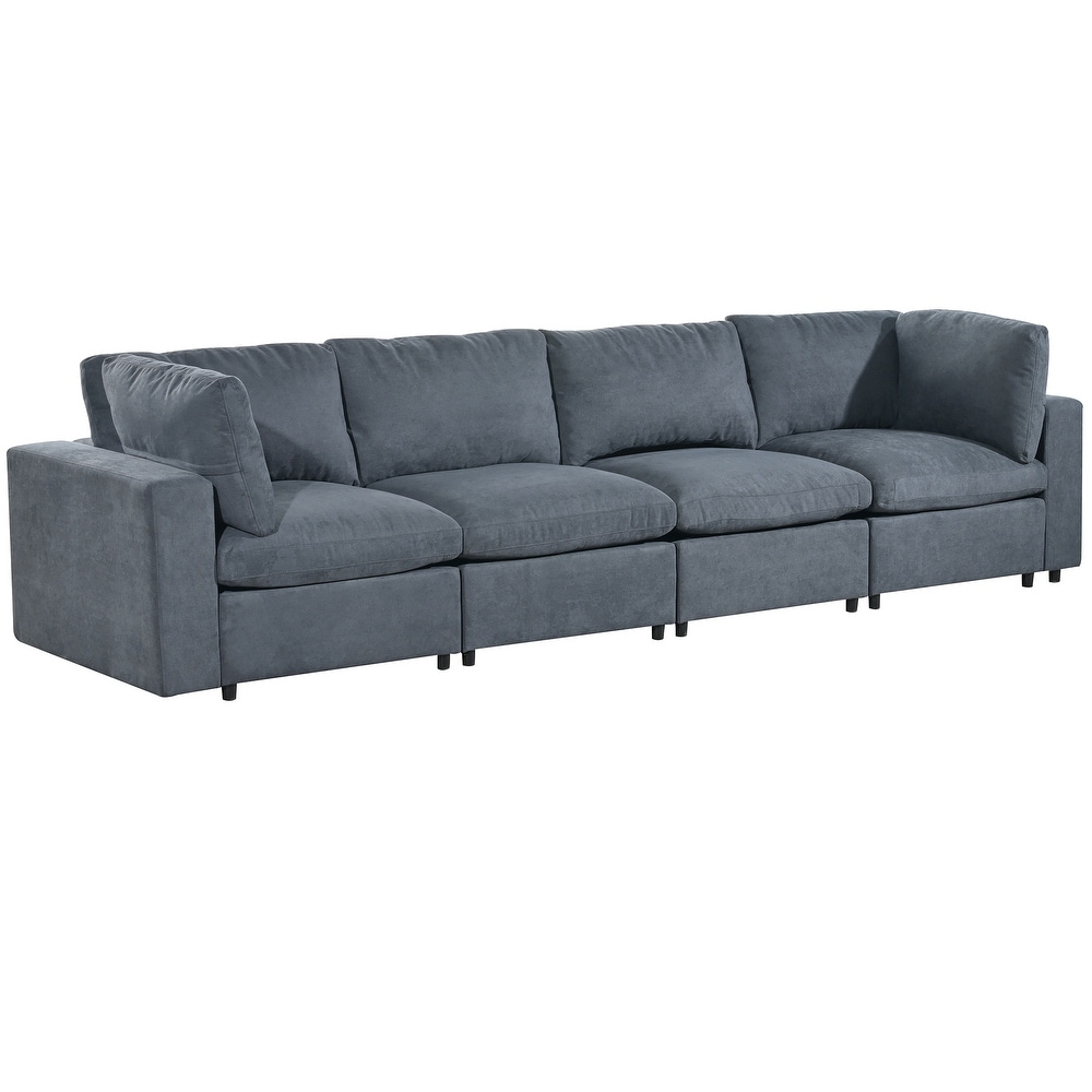 Built in Bluetooth Upholstered Sofa Movable Sectional Sofa Set with USB Charge Ports and Removable Cushions for Living Room