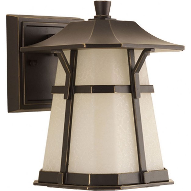 Progress Lighting Derby 1 light Led Small Wall Lantern In Antique Bronze With Artistic Glass Shade