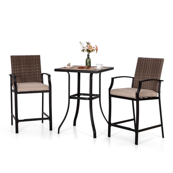 3piece Outdoor Swivel Bar Stool and Table Bistro Set