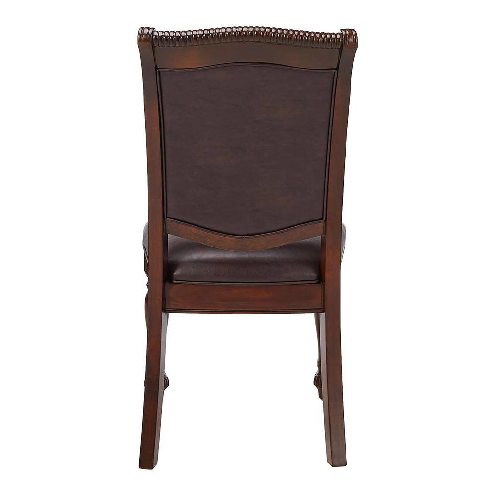 Furniture of America Pridore Brown Cherry Faux Leather Padded Dining Side Chair (Set of 2) IDF-3350SC