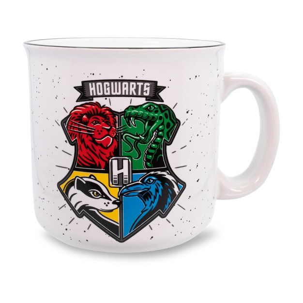 Silver Buffalo Harry Potter Hogwarts Crest Ceramic Camper Mug Holds 20 Ounces