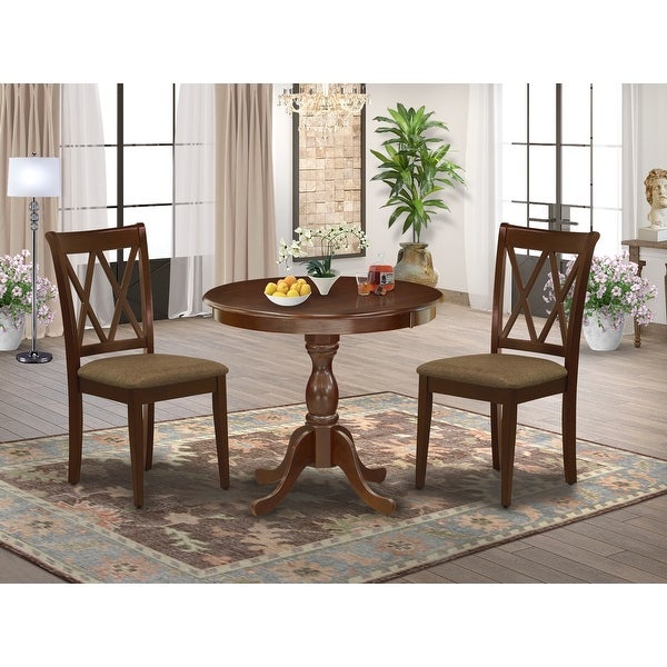 3 Piece Dinning Table Set - 1 Wood Table and 2 Dining Room Chairs - (Finish and Seat's Type Options)