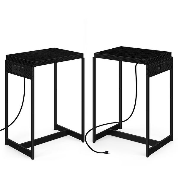 Nightstands Set of 2 with Charging Station