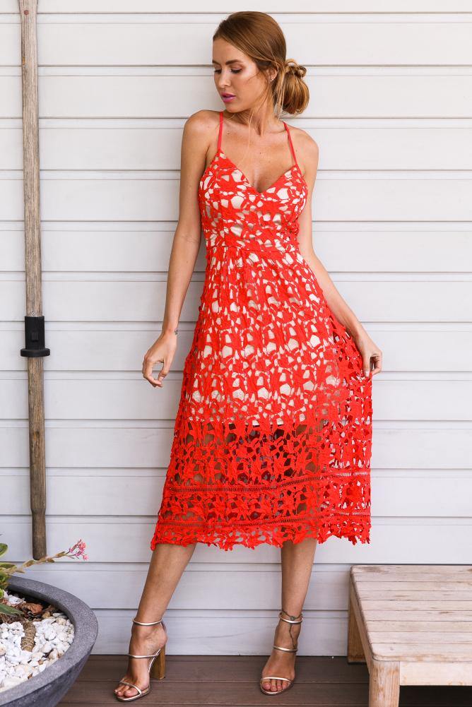 Lacey Baby Maxi Dress Red