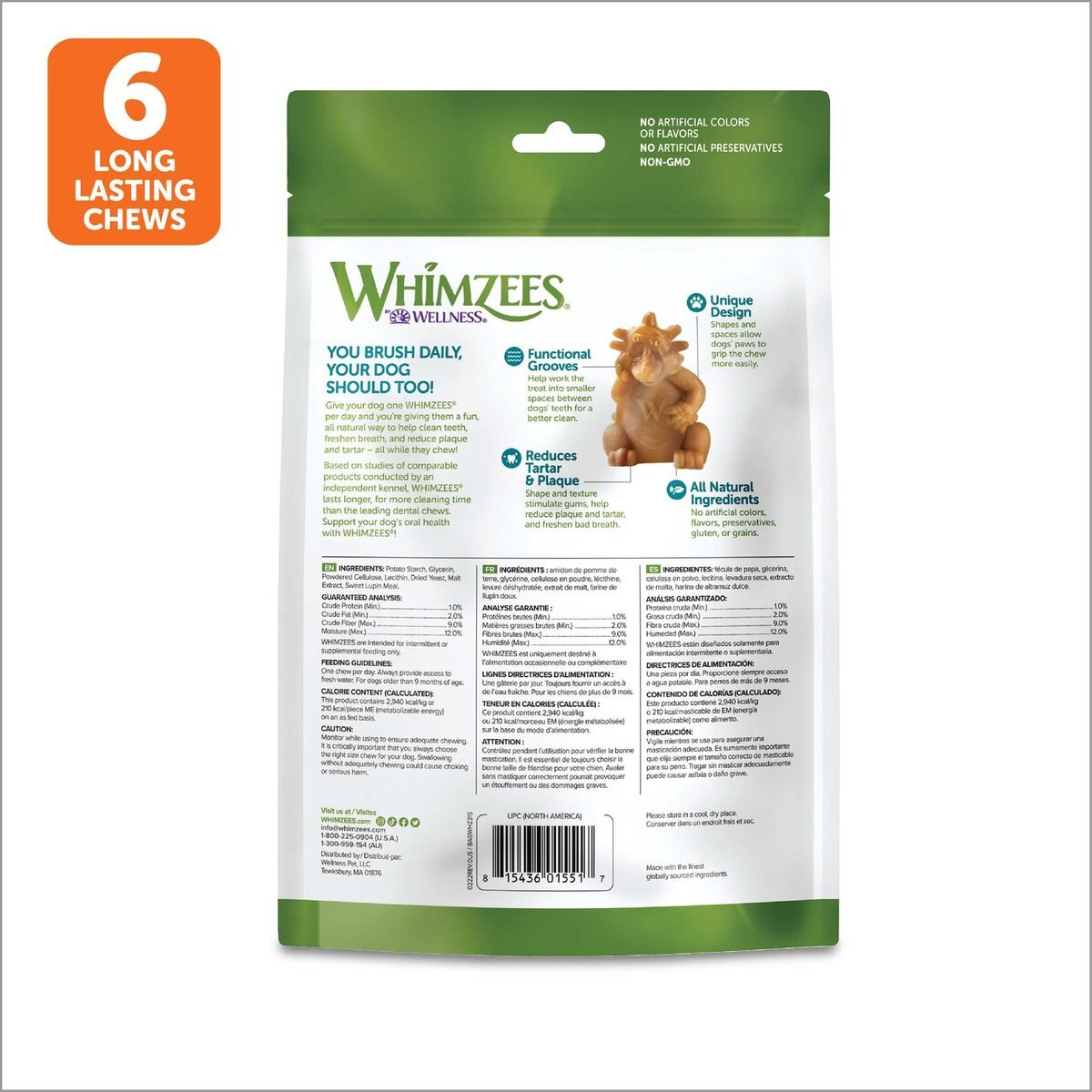 WHIMZEES Hedgehog Large Grain-Free Dental Dog Treats