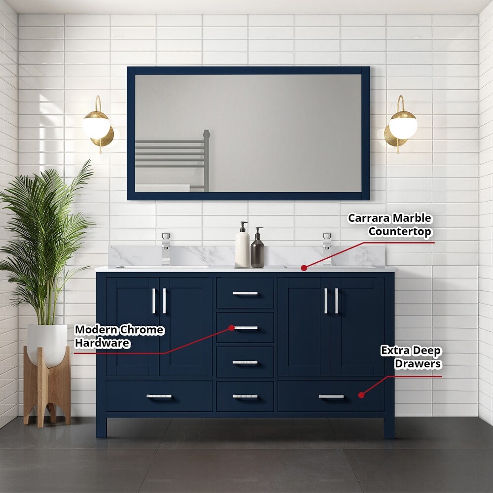 Jacques 60 in. W x 22 in. D Navy Blue Double Bath Vanity