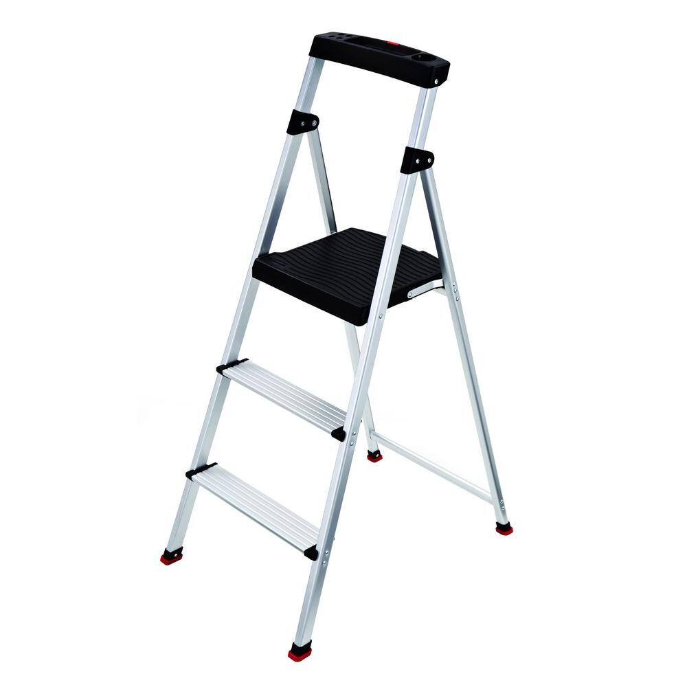 Rubbermaid 3-Step Aluminum Step Stool with 225 lb. Load Capacity Type II Duty Rating RMA-3-COM