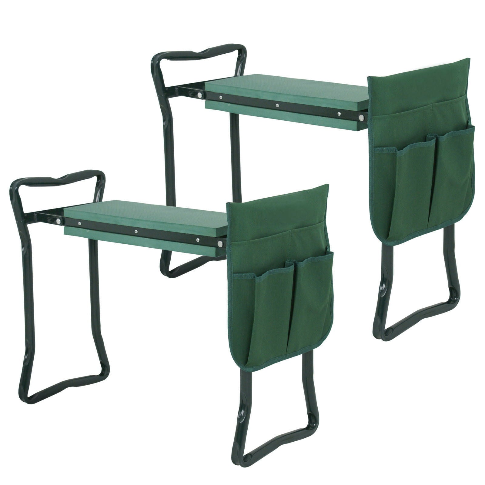 ZENSTYLE 2 Pack Folding Garden Kneeler Bench Kneeling Soft Eva Pad Seat with Stool Pouch