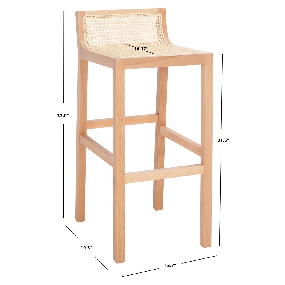 SAFAVIEH Saito Low Back Cane Bar Stool   16\