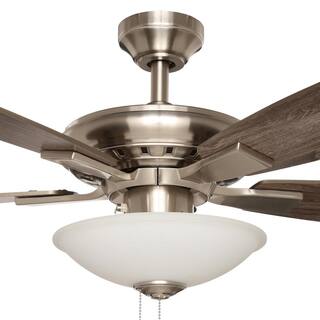 Hampton Bay Menage 52 in. LED Indoor Brushed Nickel Smart Hubspace Ceiling Fan with Light and Remote 14600HR