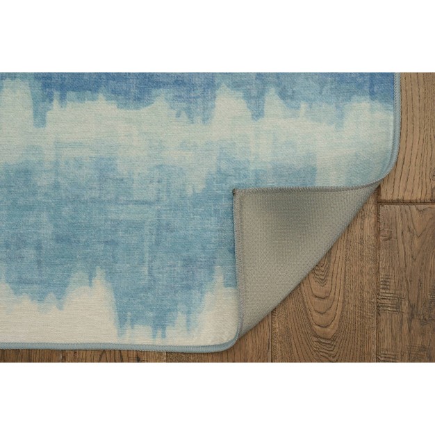 Danton Washable Outdoor Rug Ivory blue Linon