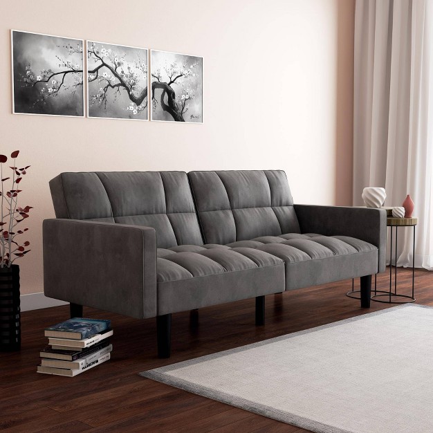 Holly Convertible Sofa Sleeper Futon With Arms Gray Room amp Joy