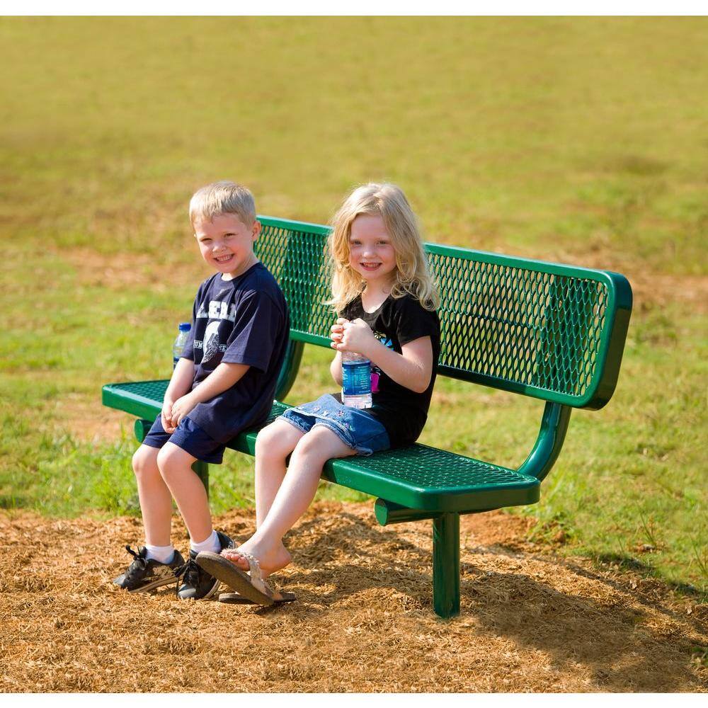 Ultra Play 6 ft. Diamond Green In-Ground Commercial Park Bench with Back Surface Mount PBK940S-V6G