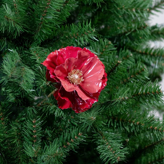 Coral Pink Poppy Artificial Christmas Stem