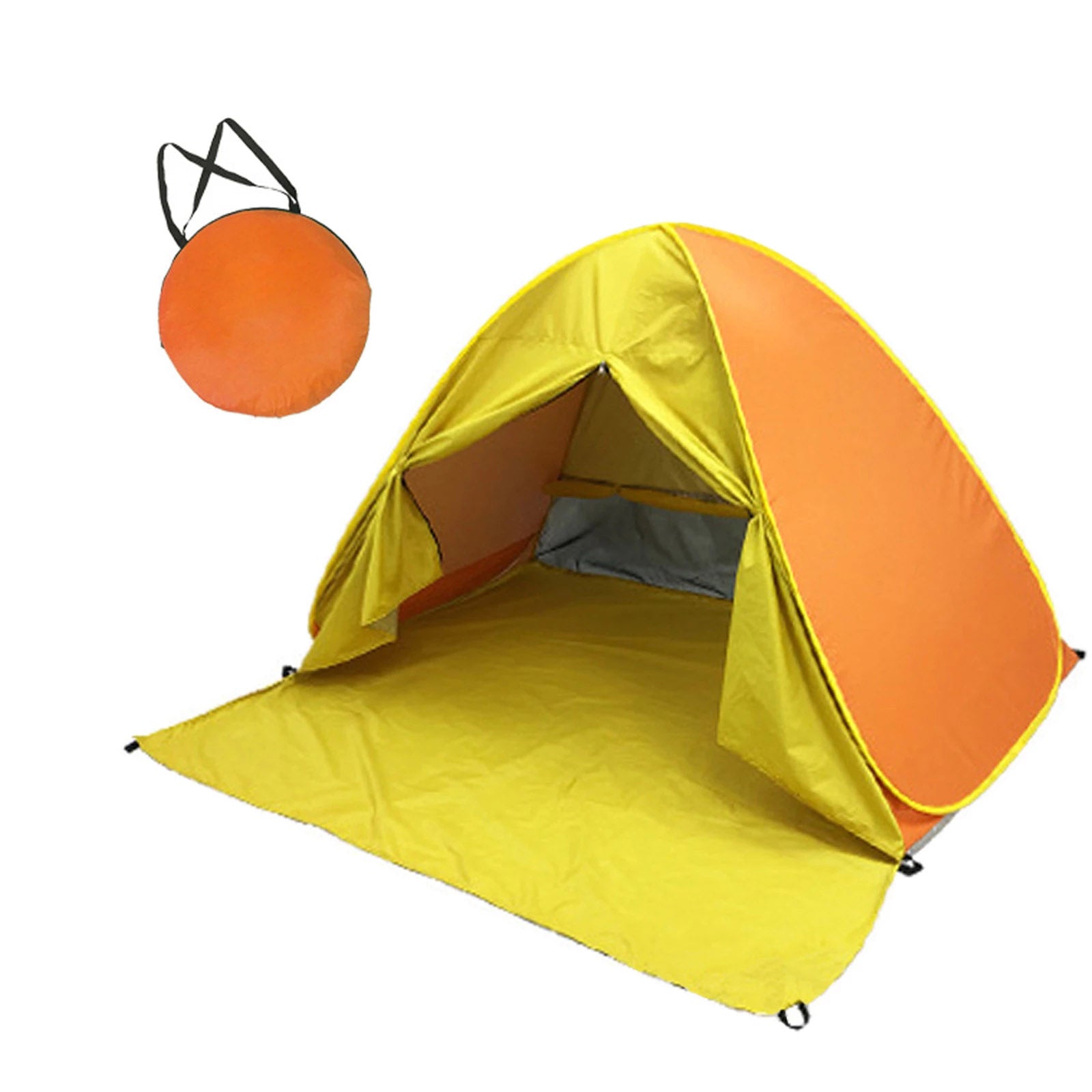 PVUEL Pop Up Beach Tent，  for 3-5 Person Triangle Portable Outdoor Sunshade Camping Canopy Shelter  Yellow and Orange