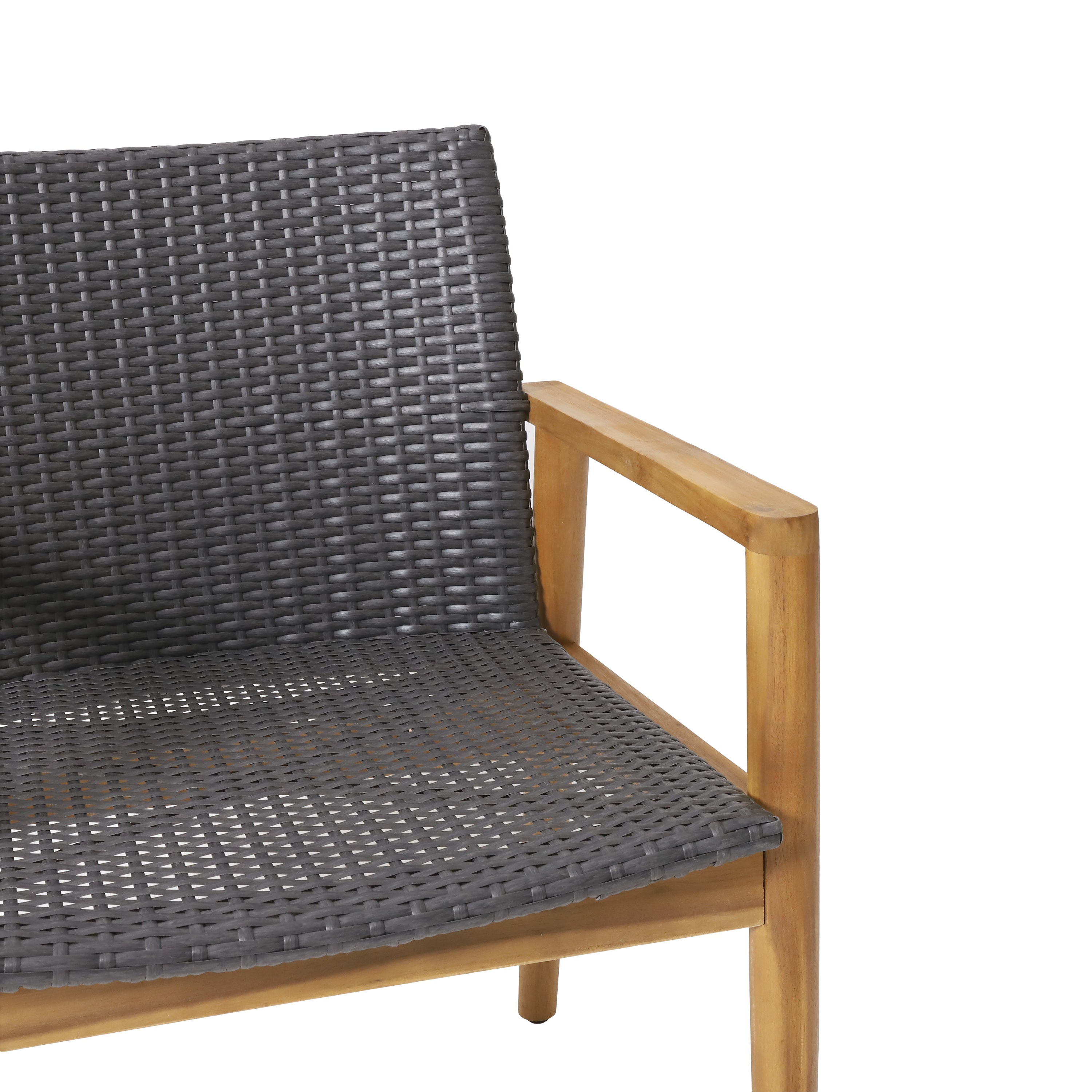 Alamosa Outdoor Wicker and Acacia Wood Club Chairs, Set of 2, Gray and Teak