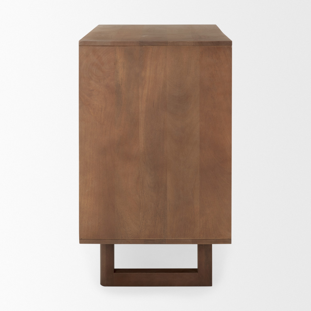 Grier Medium Brown Solid Wood With Cane Accent Cabinet   Tropical   Accent Chests And Cabinets   by Mercana  Houzz