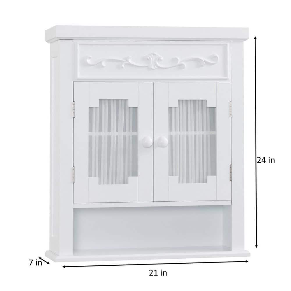 Teamson Home Drapery 21 in W x 24110 in H x 7 in D Bathroom Storage Wall Cabinet in White