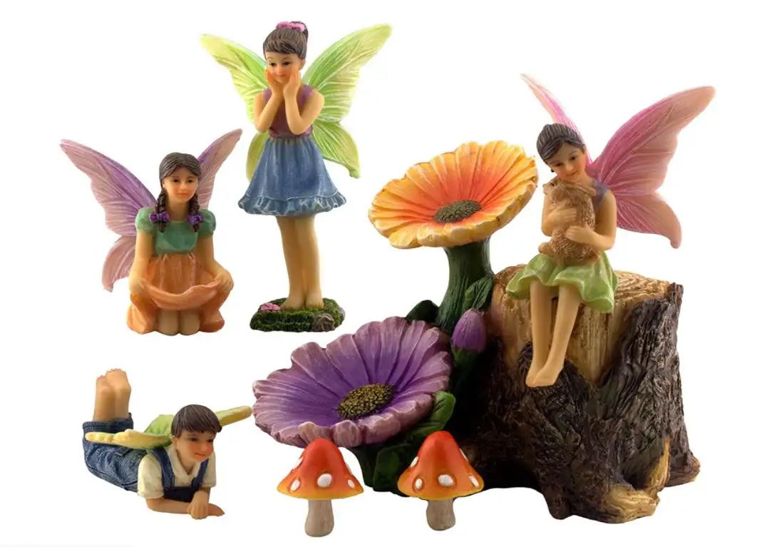 Fairy Garden Fairies Accessories  4 Fairies for an Outdoor Fairy Garden  Supplies for Fairy Garden Decorations 7 Piece Kit